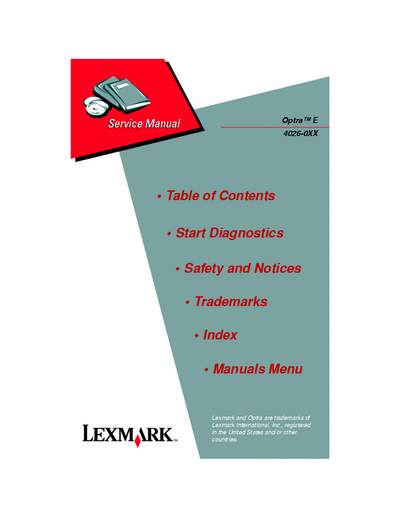 Lexmark Optra E Optra E 4026-0XX Service Manual